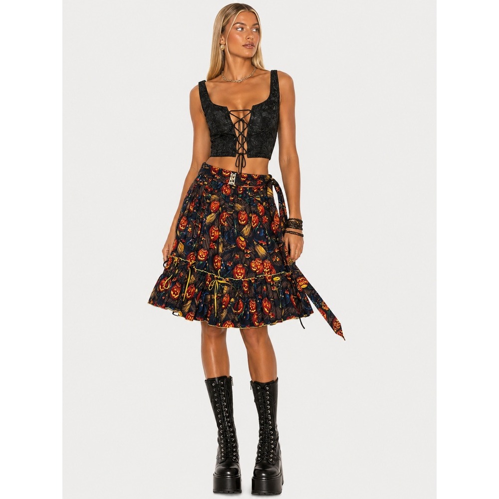 Custom Made by Dac Fashions Halloween‎ Skirt Fair M Jack-O-Lantern Pumpkin Belt